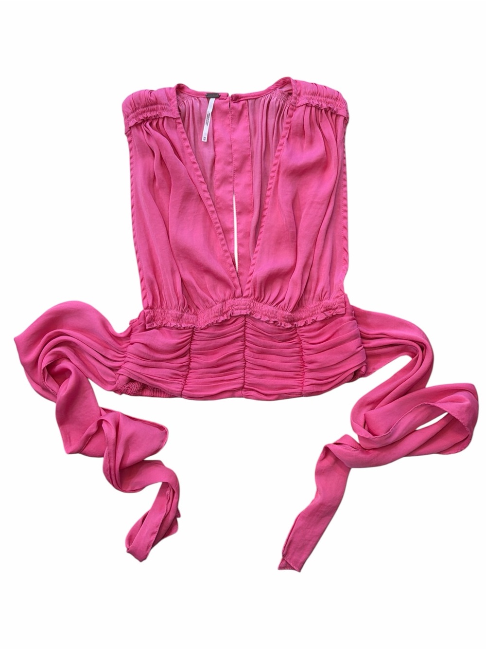 Free People Hot Pink Ruched Wrap Top